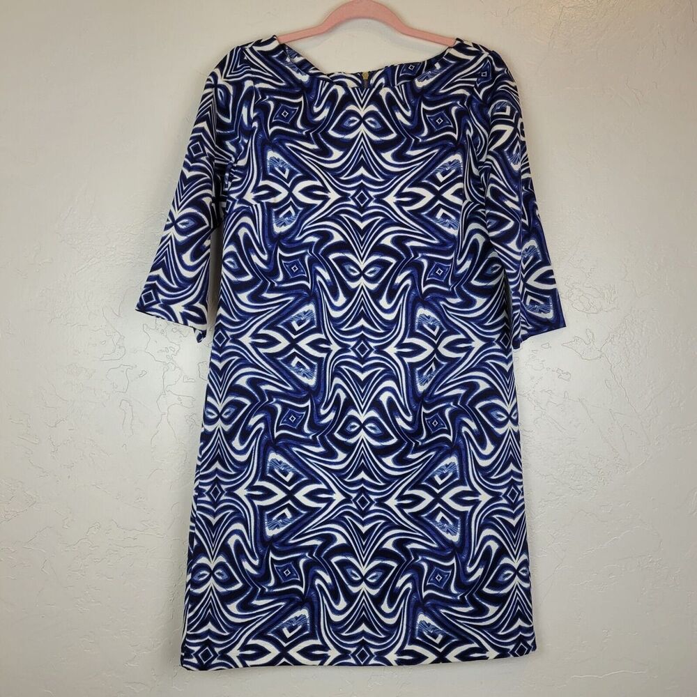 Taylor Womens Sz 6 Dress A-Line Short 3/4 Sleeve Lined Blue Work Career Casual